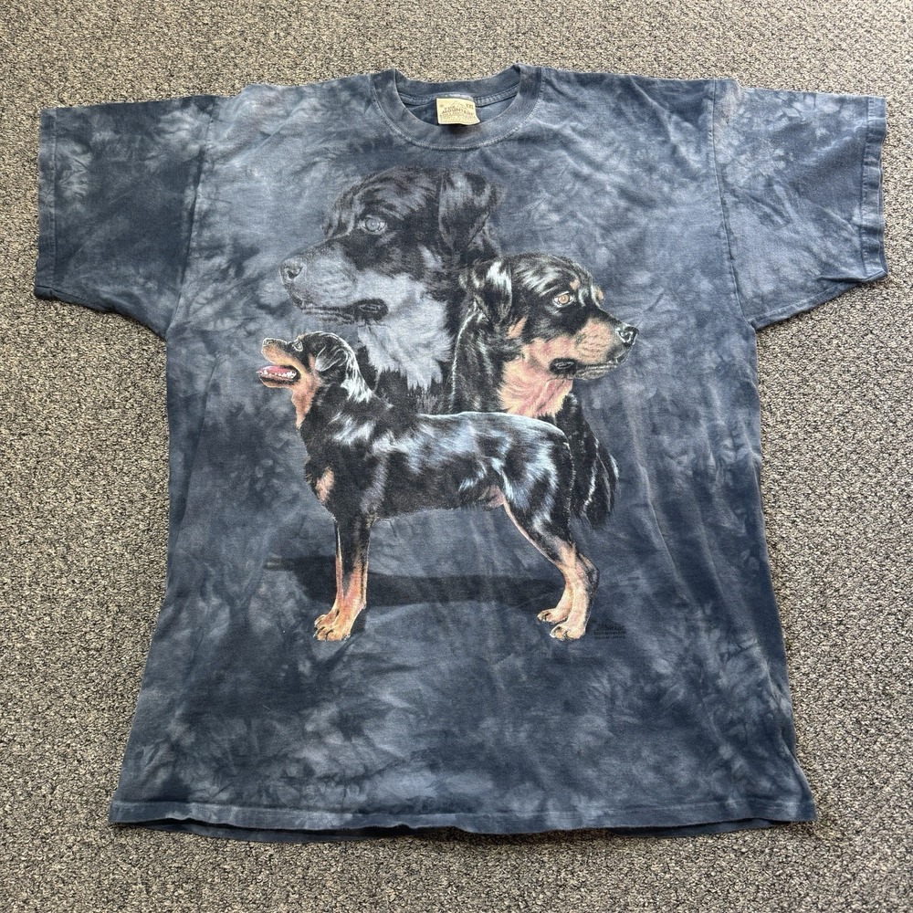 Vintage The Mountain T-Shirt Adult Size M Rottweiler Y2K USA Made Tie Dye 2000